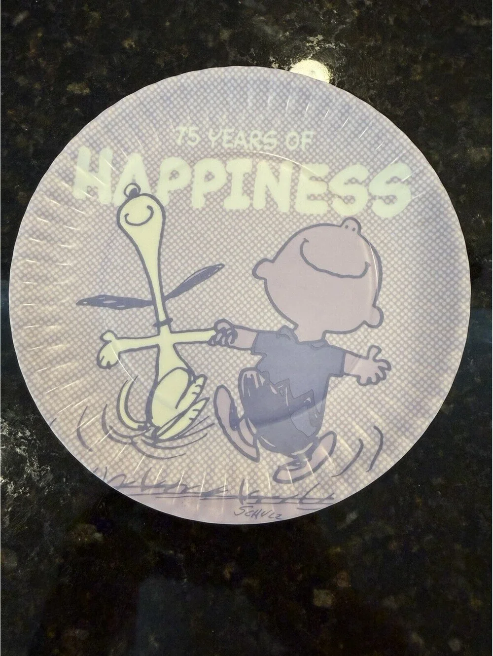Hallmark Peanuts 75Th Anniversary Plastic Melamine Plates 7” Set Of 4